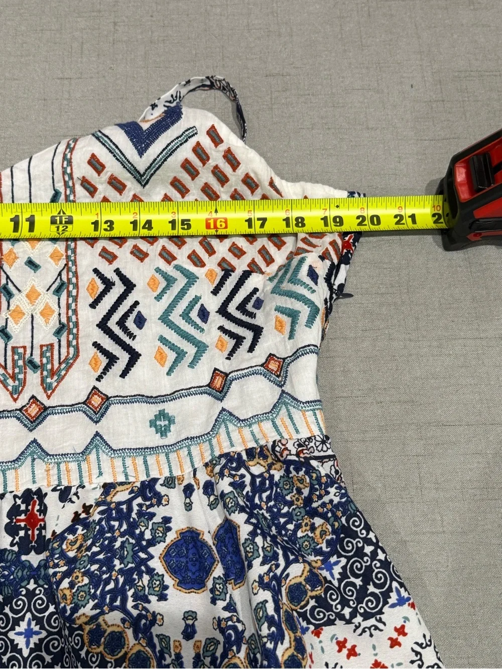 Cupio Floral Embroidered Boho Gypsy Hippie Maxi Dress Festival Large (55-7)